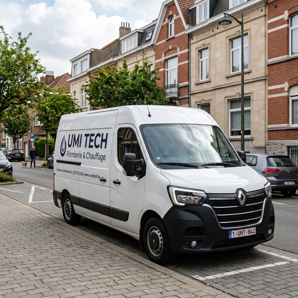 Véhicule d'intervention UMI TECH Plomberie Chauffage en intervention à Jette